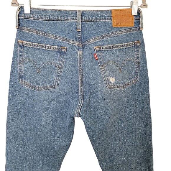 Levis Premium High-Rise Skinny Fit Jeans Womens Size 28 Blue Distressed - Picture 5 of 11